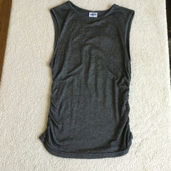 Vintage NWT Old Navy Y2K Sleeveless Metallic Top Ruched Black Cyber - Sz Medium - Picture 1 of 11